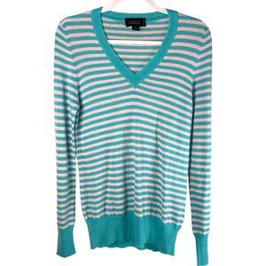 Barneys New York Italian Cashmere blue striped tunic Sweater Women's medium